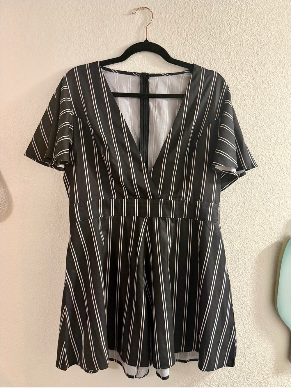black & white TALL striped romper